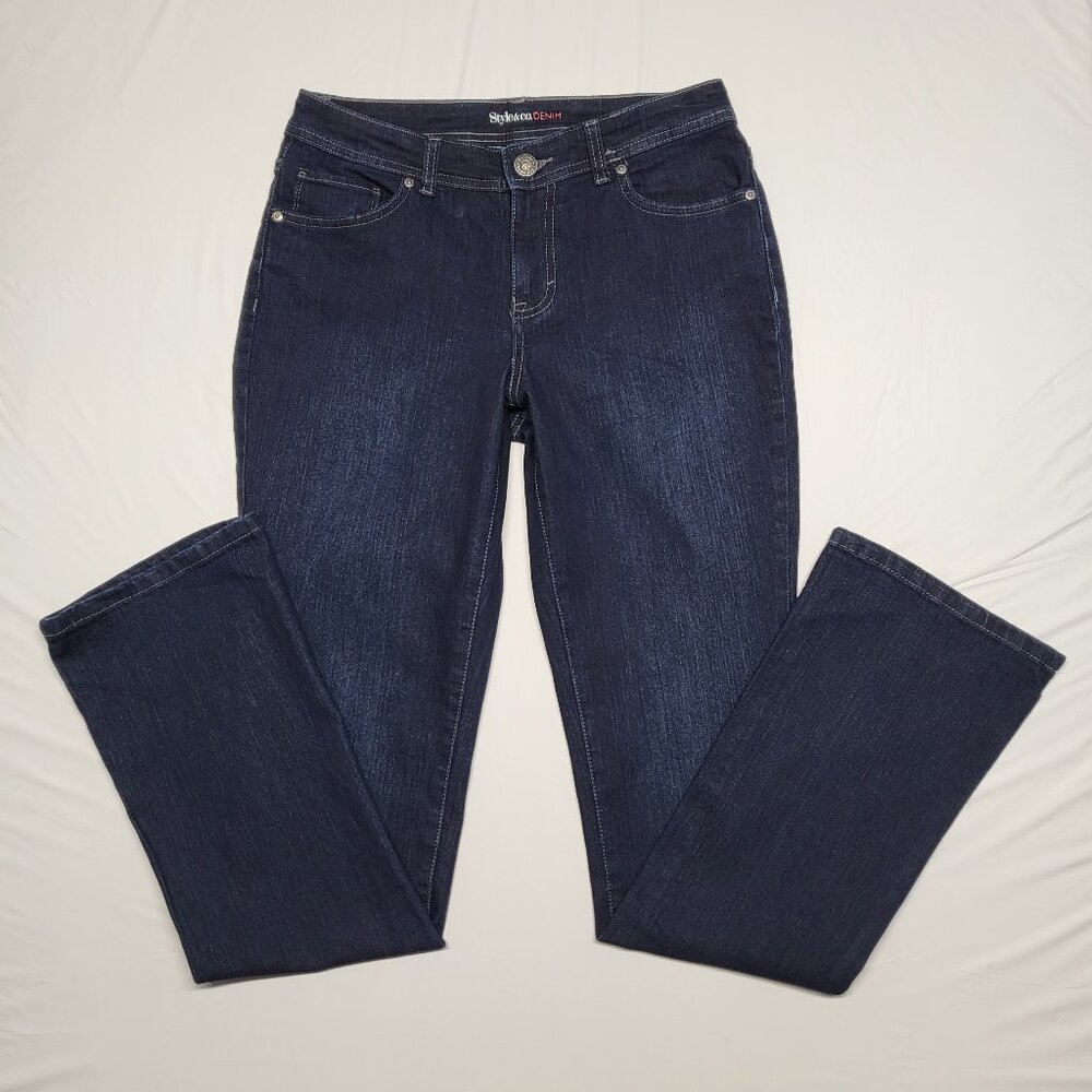 Style & Co Denim Jeans Womens Size 4 Curvy Modern Boot Pocket Embellished 29X32